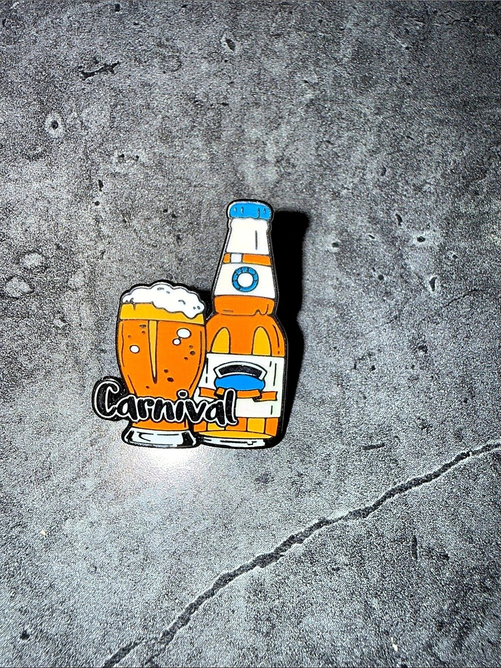 Carnival Beer Bottle Pin in Orange & Black